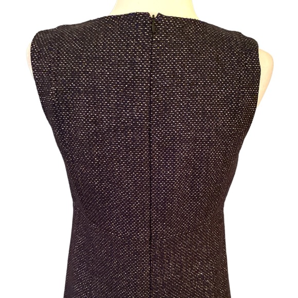 Tocca Navy Blue & Metallic Tweed Silver Button Sleeveless Mini Dress - 4 - Picture 6 of 12